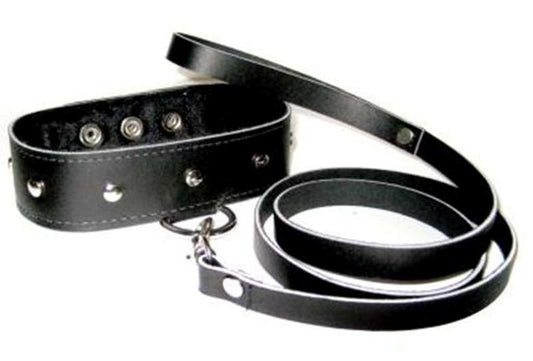 Sportsheets Leather Leash and Collar - Collars and Leads