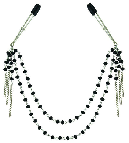 Sportsheets Midnight Black Jeweled Nipple Clips - Breast and Nipple Toys