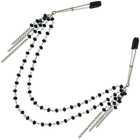 Sportsheets Midnight Black Jeweled Nipple Clips - Breast and Nipple Toys