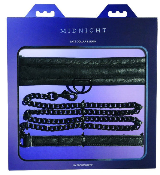 Sportsheets Midnight Lace Collar & Leash - Collars and Leads