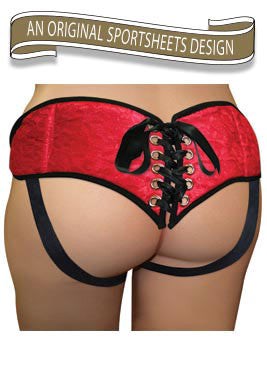 Sportsheets Plus Size Red Lace with Satin Corsette Strap-On Strap On Sextoys