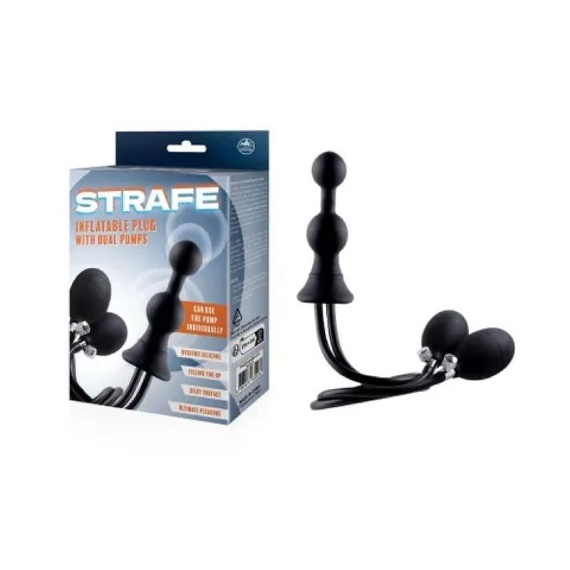 Strafe Inflatable Butt Plug with Dual Pumps Inflatable Dildos and Vibrators