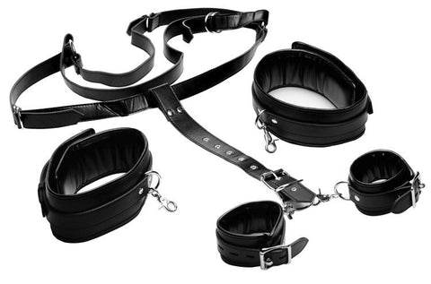 Strict Thigh Sling With Wrist Cuffs Black - Cuffs and Restraints