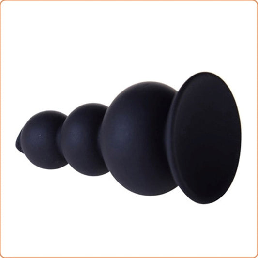 Suction 3 Silicone Ball Anal Beads Black - Anal Beads and Balls
