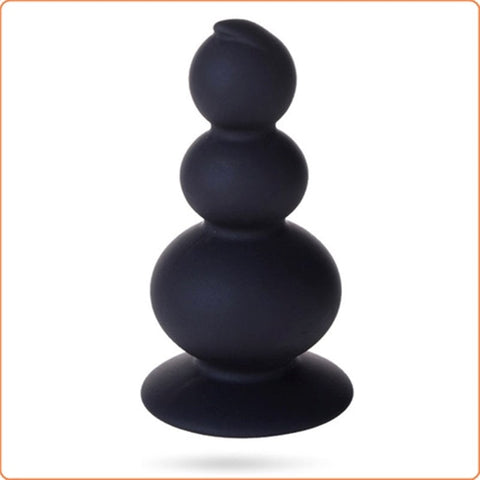 Suction 3 Silicone Ball Anal Beads Black - Anal Beads and Balls