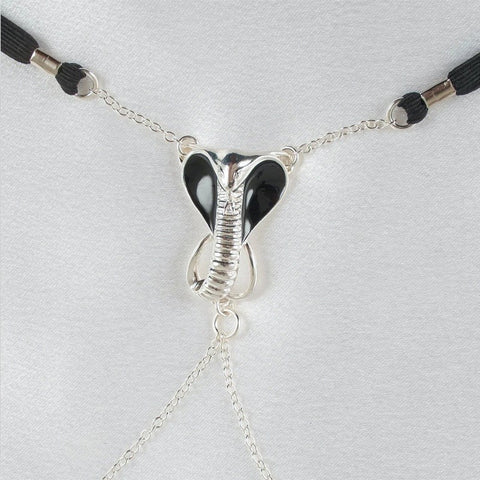 Sylvie Monthule G-string Jewel Sacred Cobra Pleasure Silver - Luxury Sex Toys