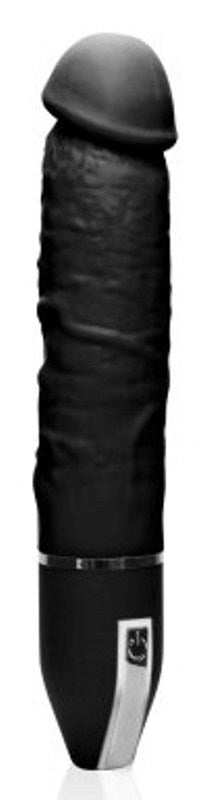 The Big Boy 7" Black Silicone Vibrator with 10 Rhythms - Realistic Dildos