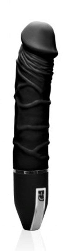 The Big Boy Silicone Vibrator with 10 Rhythms 7" Black Realistic Dildos