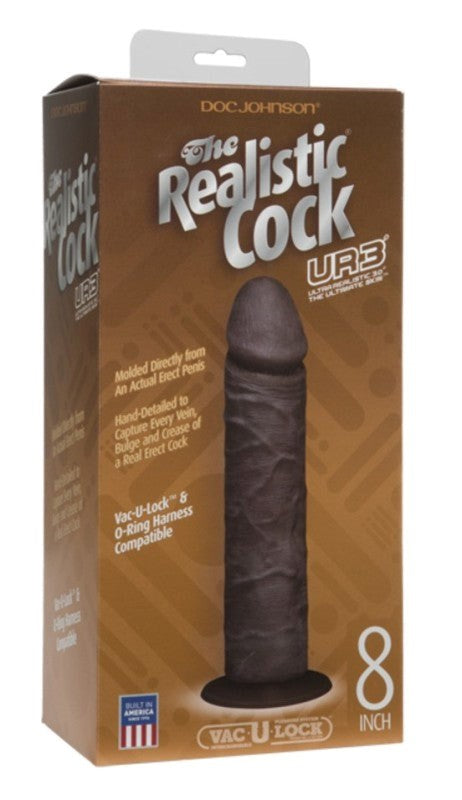 The Realistic Cock UR3 8 in. Black Realistic Dildos