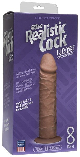 The UR3 8 inch Realistic Cock Brown Realistic Dildos