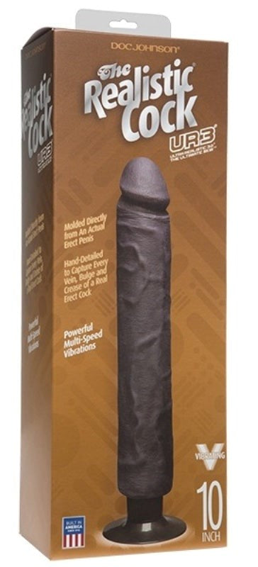 The Realistic Cock UR3 Vibrating 10 in. Black Realistic Dildos