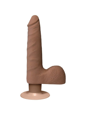 The Realistic Cock UR3 Vibrating 7 in. Slim with Balls Brown - Realistic Dildos