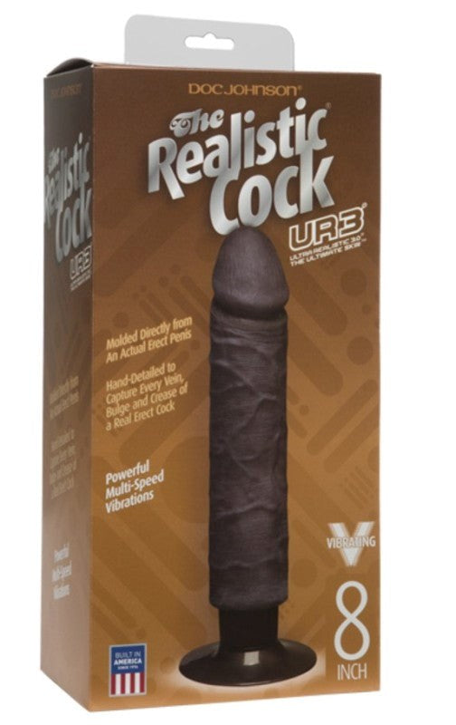 The Realistic Cock UR3 Vibrating 8 in. Black Realistic Dildos