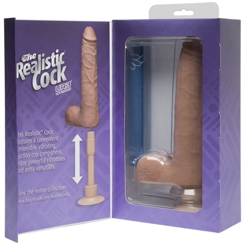 The Realistic Cock UR3 Vibrating Slim 9 Inch - Brown Realistic Dildos