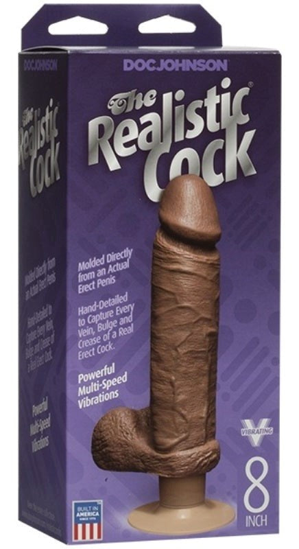 The Realistic Cock Vibrating 8 Inch Brown Realistic Dildos