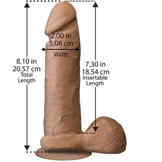 The Realistic Cock with Balls UR3 - Brown 8 in - Realistic Dildos