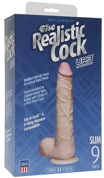 The Realistic Slim Cock with Balls UR3 Flesh 9 inch Realistic Dildos