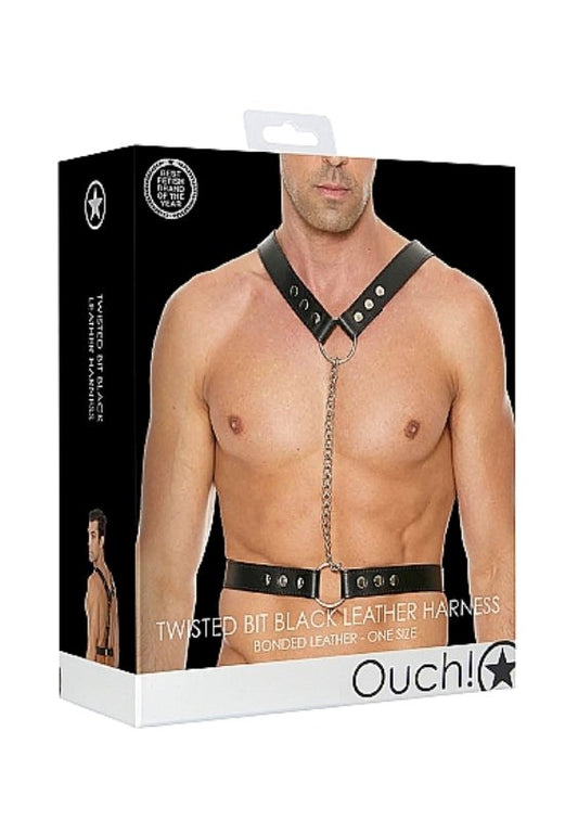 Twisted Bit Black Leather Harness - Cuffs and Restraints