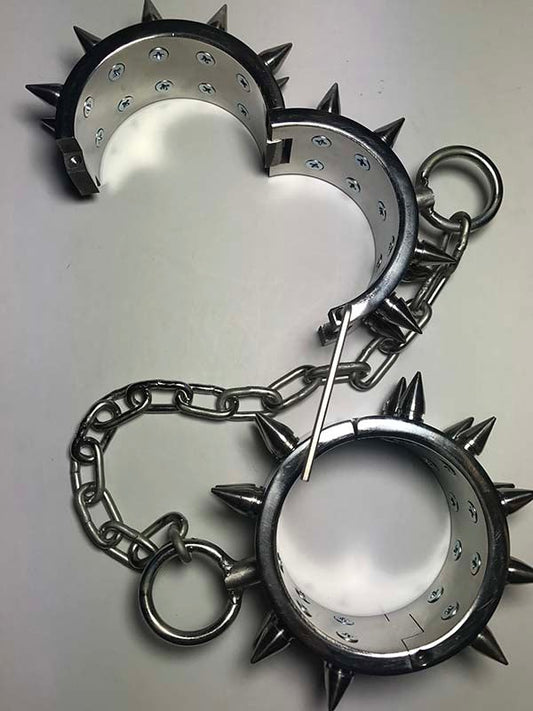 Unisex Spiked Leg Irons Cuffs and Restraints