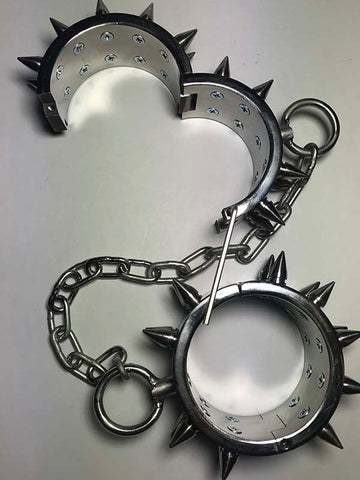 Unisex Spiked Leg Irons - Cuffs and Restraints