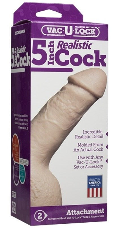 Vac-U-Lock 5 in. Realistic Cock White Realistic Dildos