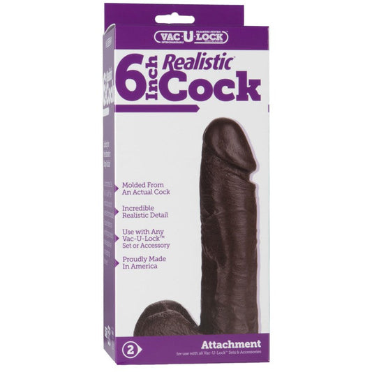 Vac-U-Lock 6 Realistic Cock Black - Realistic Dildos