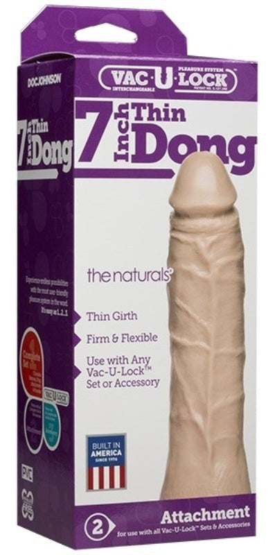 Vac-U-Lock 7 inch Thin Dong The Naturals - Realistic Dildos