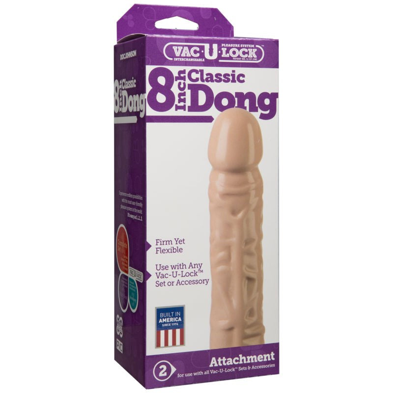 Vac-U-Lock 8 inch Classic Dong Vanilla Realistic Dildos