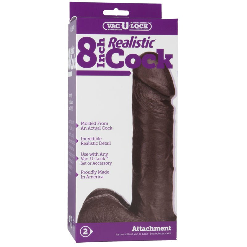 Vac-U-Lock 8\ Realistic Cock Chocolate" Realistic Dildos