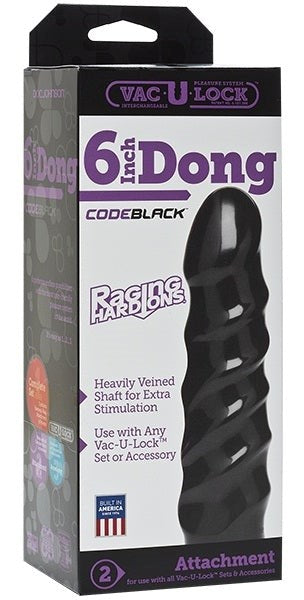 Vac-U-Lock Code Black 6 inch Raging Hard-Ons Dong - Strap On Sextoys