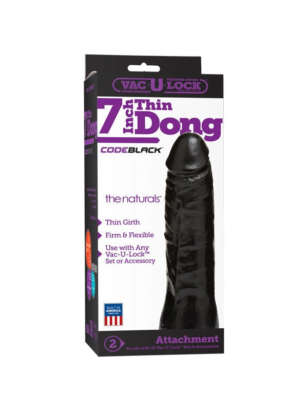 Vac-U-Lock Code Black 7\ Thin Dong The Naturals" Strap On Sextoys