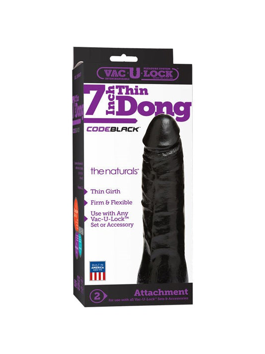 Vac-U-Lock Code Black 7\ Thin Dong The Naturals - Strap On Sextoys