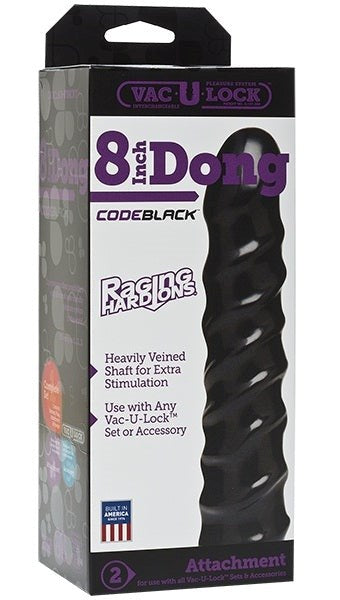 Vac-U-Lock Code Black 8 inch Raging Hard-Ons Dong - Strap On Sextoys