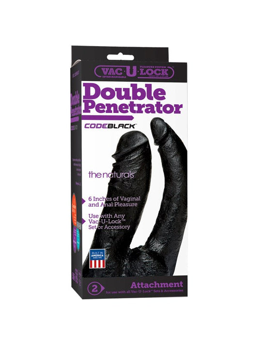 Vac-U-Lock Code Black Double Penetrator The Naturals - Strap On Sextoys