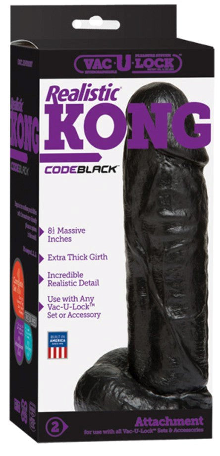 Vac-U-Lock Code Black Realistic Kong Realistic Dildos