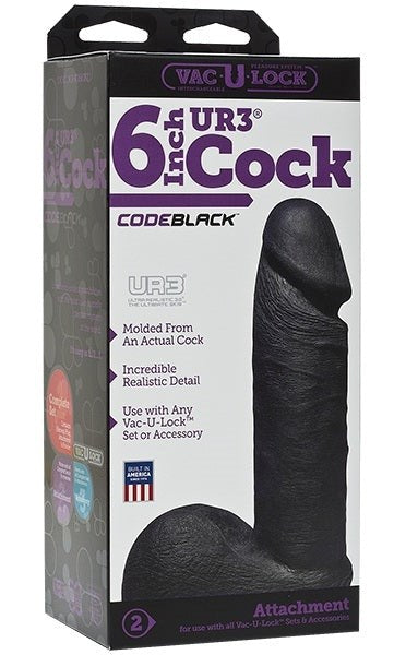 Vac-U-Lock Code Black UR3 6 inch Realistic Cock - Strap On Sextoys