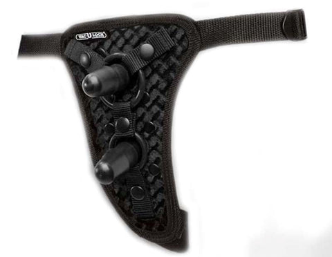 Vac-U-Lock Double Penetration Velvet Harness with 2 Plugs - Strap On Sextoys