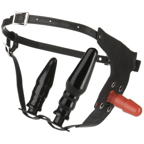 Vac-U-Lock Leather Strap-On For Women - Strap On Sextoys
