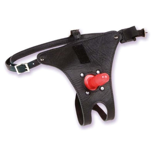 Vac-U-Lock Leather Strap-On with Plug - Strap On Sextoys