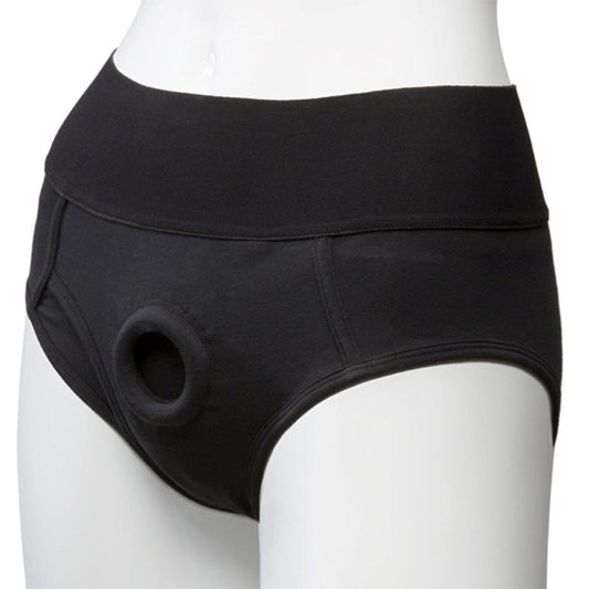 Vac-U-Lock Panty Harness Plug Briefs S/M Black - Strap On Sextoys