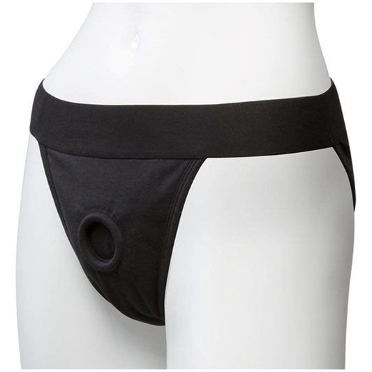 Vac-U-Lock Panty Harness Plug Full Back L/XL Black - Strap On Sextoys