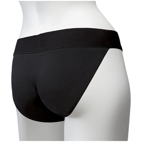Vac-U-Lock Panty Harness Plug Full Back S/M Black - Strap On Sextoys