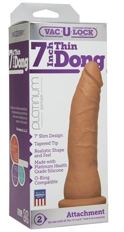 Vac-U-Lock Platinum Edition 7 inch Thin Dong Caramel - Strap On Sextoys