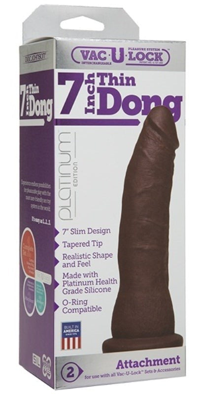 Vac-U-Lock Platinum Edition 7 inch Thin Dong Chocolate - Strap On Sextoys
