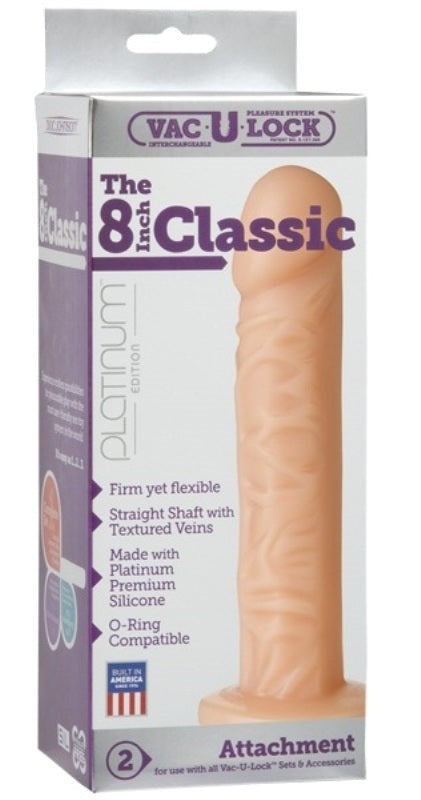 Vac-U-Lock Platinum Edition The Classic Dong 8 Inch Vanilla - Strap On Sextoys