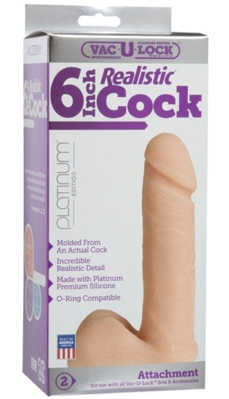 Vac-U-Lock Platinum Edition The Realistic Cock 6 Inch Vanilla Strap On Sextoys