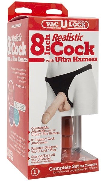 Vac-U-Lock Set 8" Realistic Ultra Harness Realistic Dildos