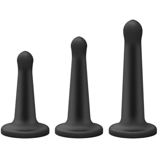 Vac-U-Lock Silicone Pegging Set Black - Strap On Sextoys