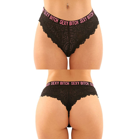 Vibes Sexy Bitch Brief & Thong - S/M - G-Strings, Panties and Shorts