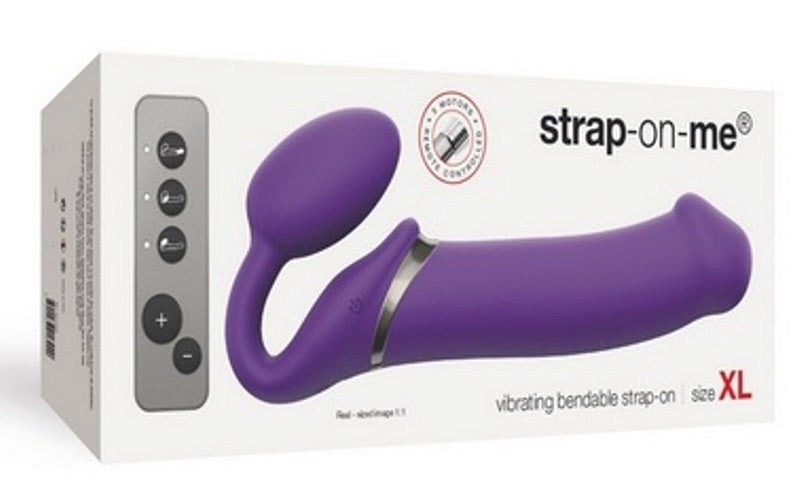 Vibrating Bendable Harness XL Purple Strap On Sextoys